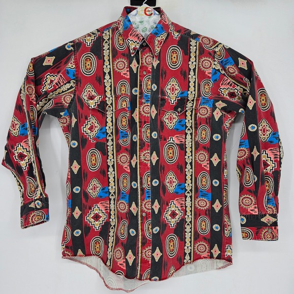 Wrangler Other - Vintage Wrangler Shirt Mens 16 34 Aztec Southwest Western Rodeo Brushpopper